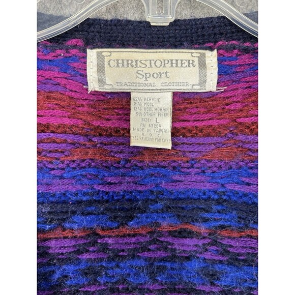 Christopher Sport Women's Knit Sweater 4 Button Cardigan Southwest Aztec Large - Picture 9 of 9